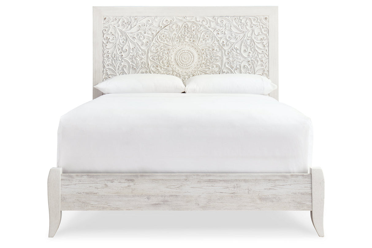 Paxberry Whitewash Queen Panel Bed from Ashley - Luna Furniture