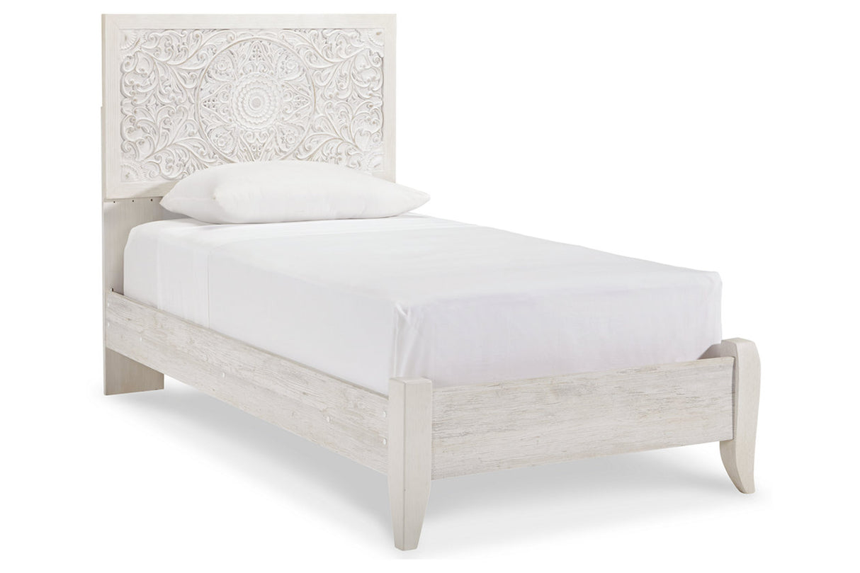 Paxberry Whitewash Twin Panel Bed from Ashley - Luna Furniture