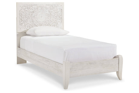 Paxberry Whitewash Twin Panel Bed from Ashley - Luna Furniture