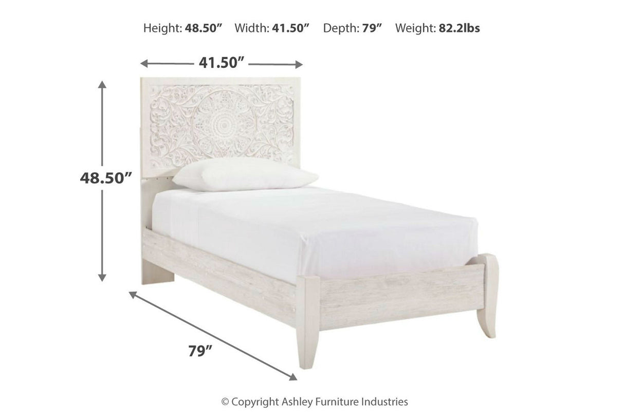 Paxberry Whitewash Twin Panel Bed from Ashley - Luna Furniture