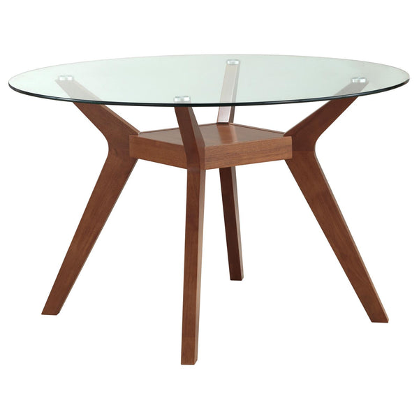 Paxton Clear and Nutmeg Round Glass Top Dining Table