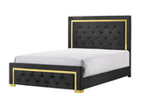 Pepe Black/Gold Panel Upholstered Bedroom Set from Crown Mark - Luna Furniture