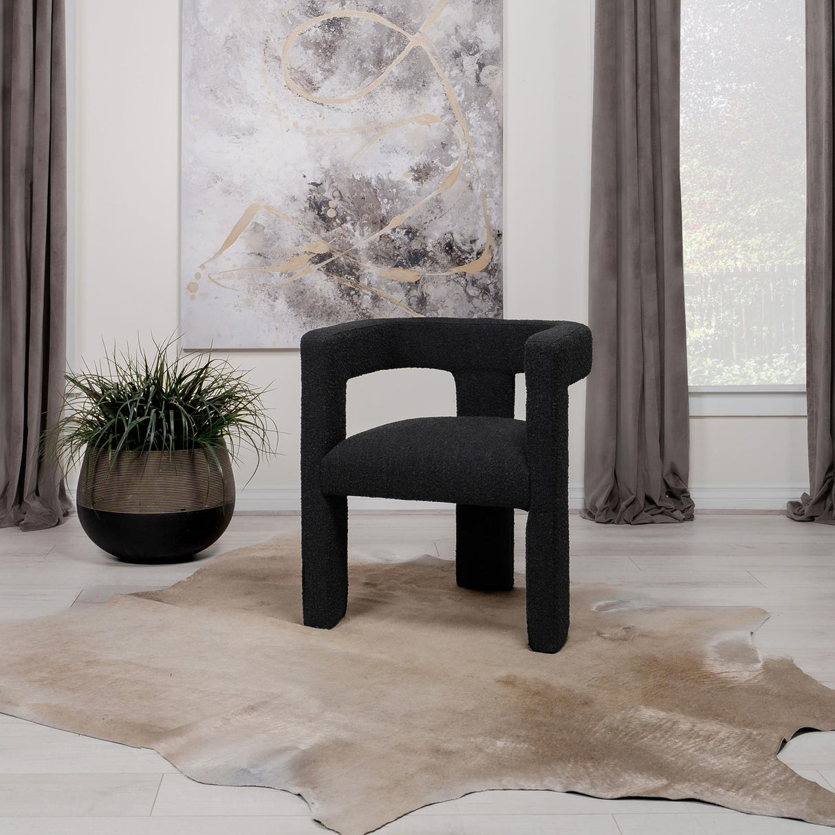 Petra Black Boucle Upholstered Accent Side Chair from Coaster - Luna Furniture