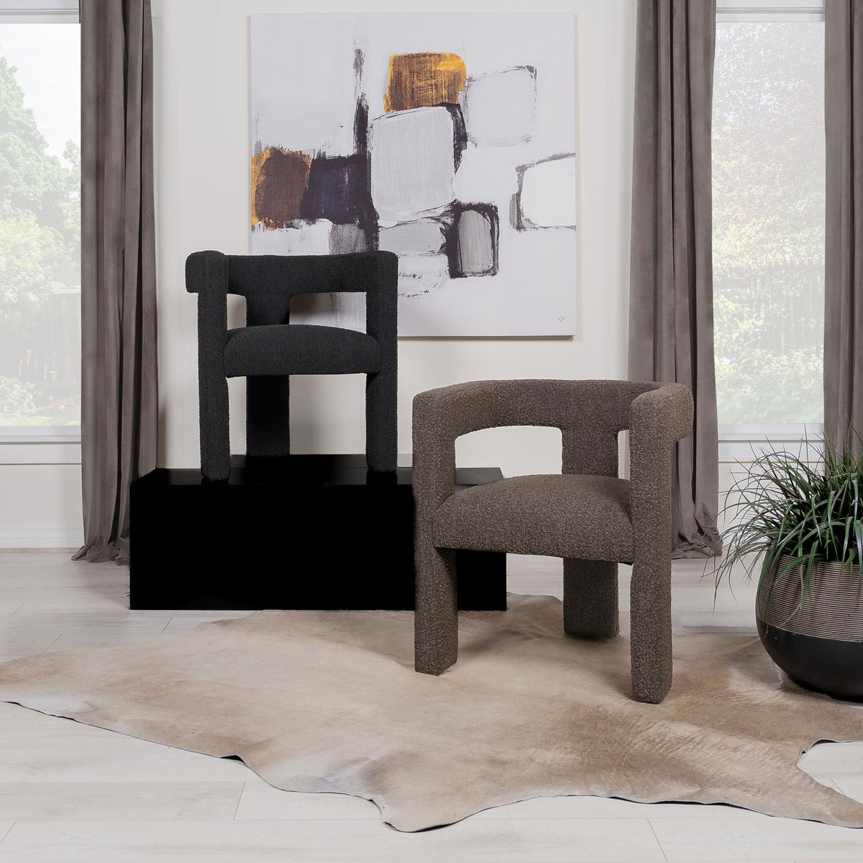 Petra Black Boucle Upholstered Accent Side Chair from Coaster - Luna Furniture
