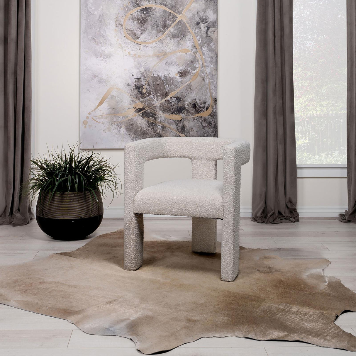 Petra White Boucle Upholstered Accent Side Chair from Coaster - Luna Furniture
