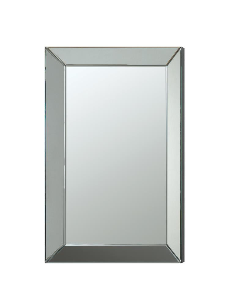 Pinciotti Silver Rectangular Beveled Wall Mirror from Coaster - Luna Furniture