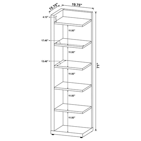 Pinckard Cappuccino 6-Tier Corner Bookcase from Coaster - Luna Furniture