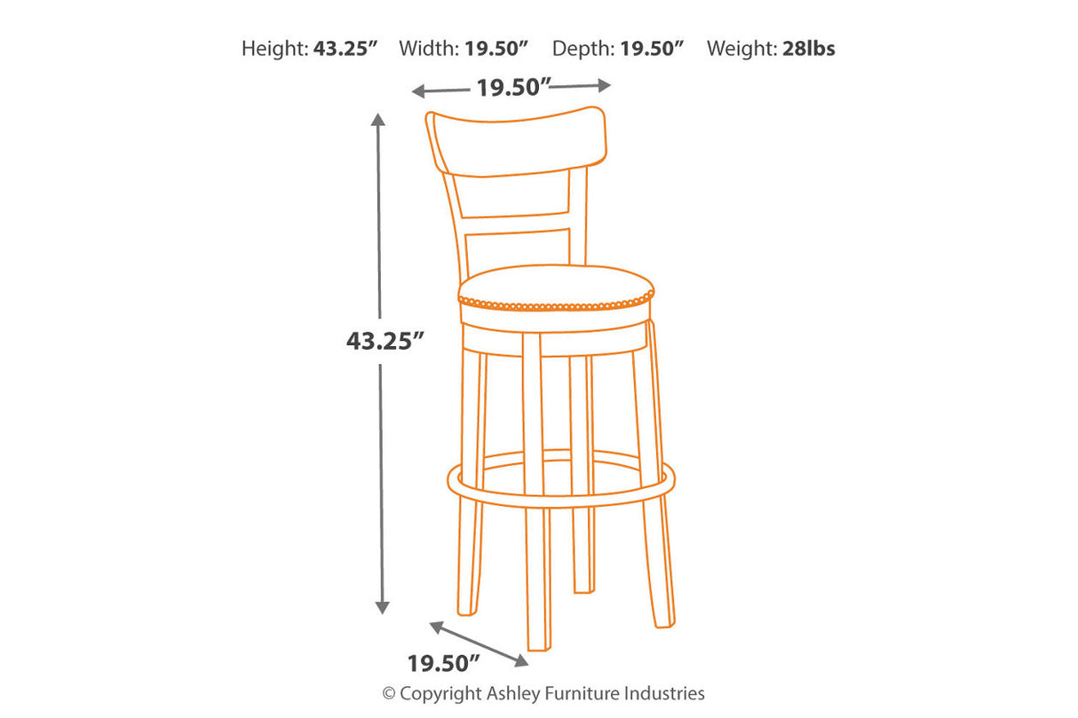 Pinnadel Light Brown Bar Height Barstool from Ashley - Luna Furniture