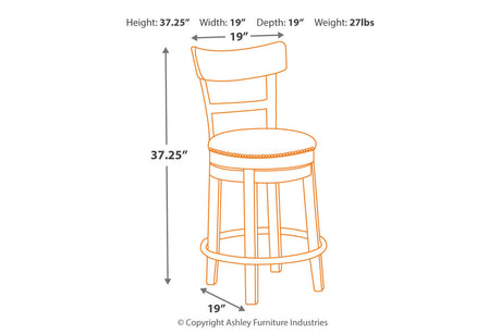 Pinnadel Light Brown Counter Height Barstool from Ashley - Luna Furniture