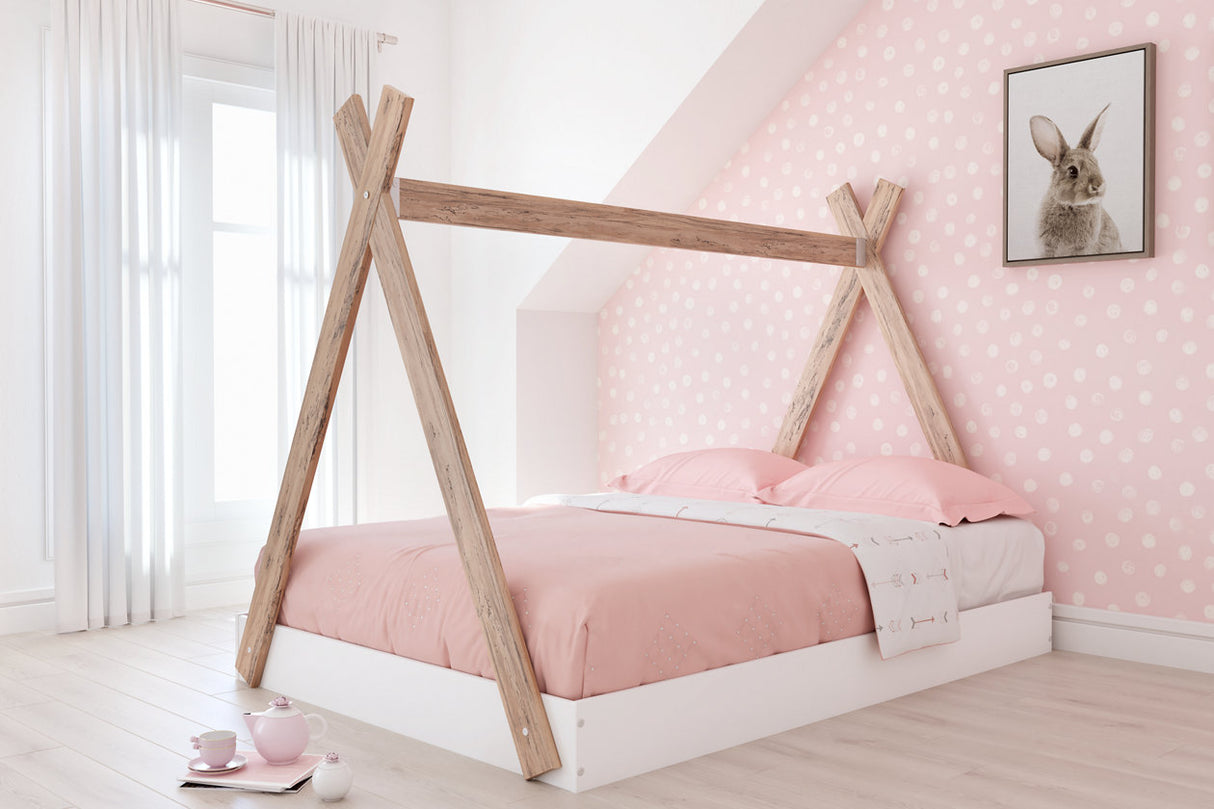 tent bed frame Ashley Piperton Two-tone Brown/White Full Tent Bed – Luna Furniture