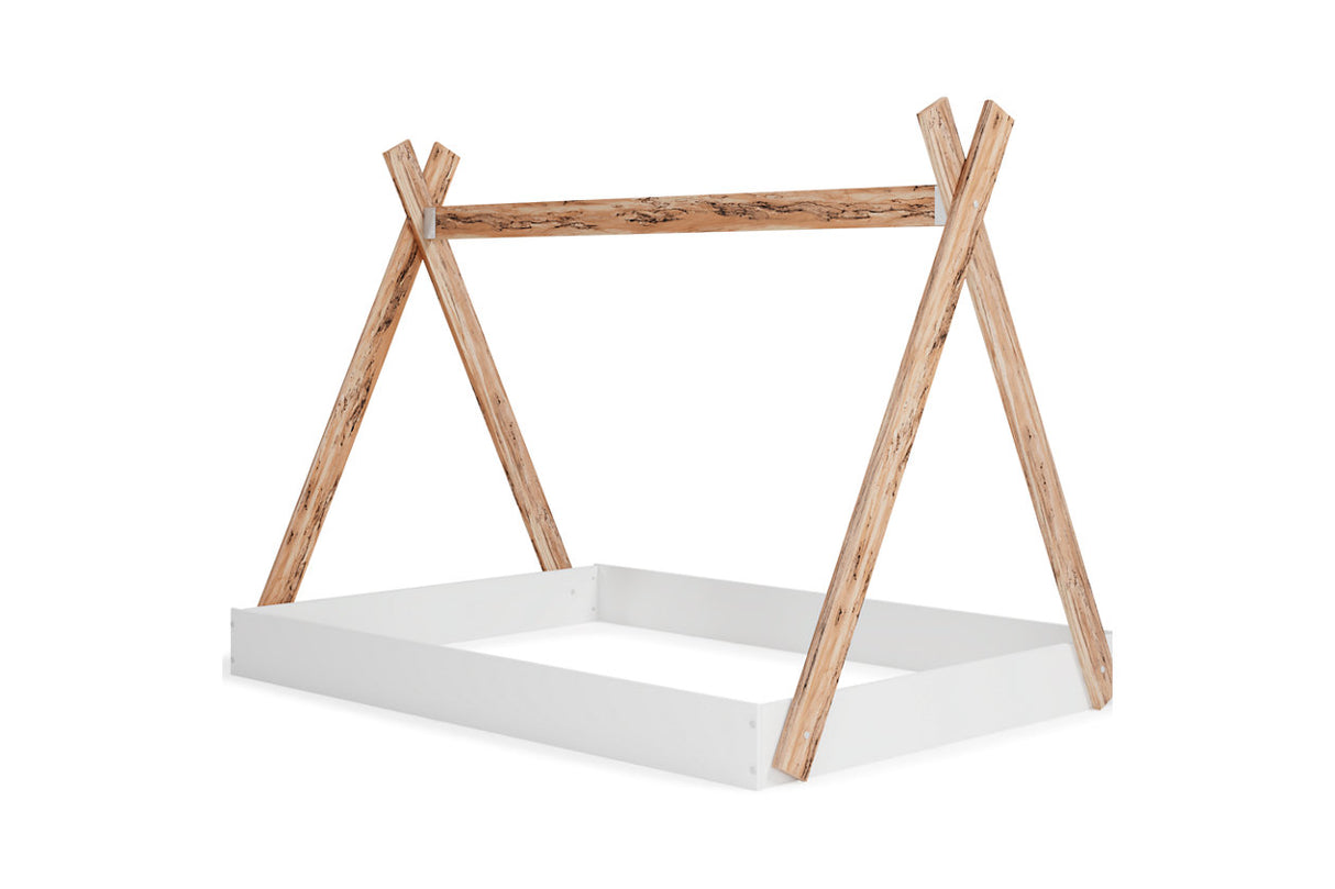 Piperton Two-tone Brown/White Full Tent Bed from Ashley - Luna Furniture