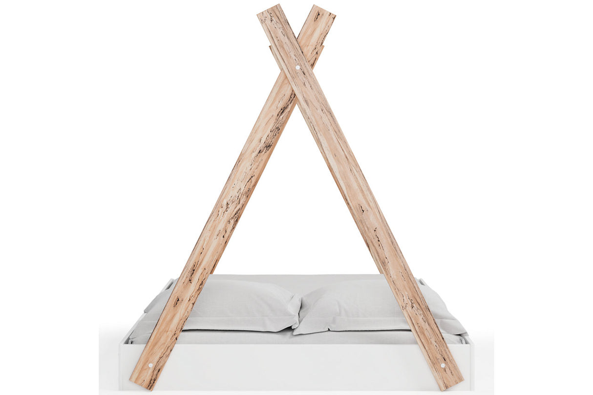 Piperton Two-tone Brown/White Full Tent Bed from Ashley - Luna Furniture