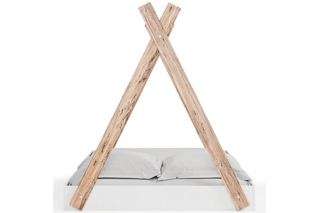 Piperton Two-tone Brown/White Full Tent Bed from Ashley - Luna Furniture