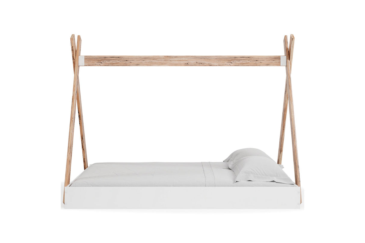 Piperton Two-tone Brown/White Full Tent Bed from Ashley - Luna Furniture