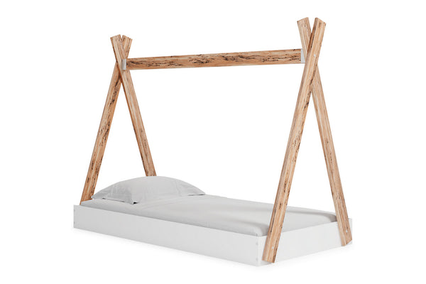 Piperton Two-tone Brown/White Twin Tent Bed