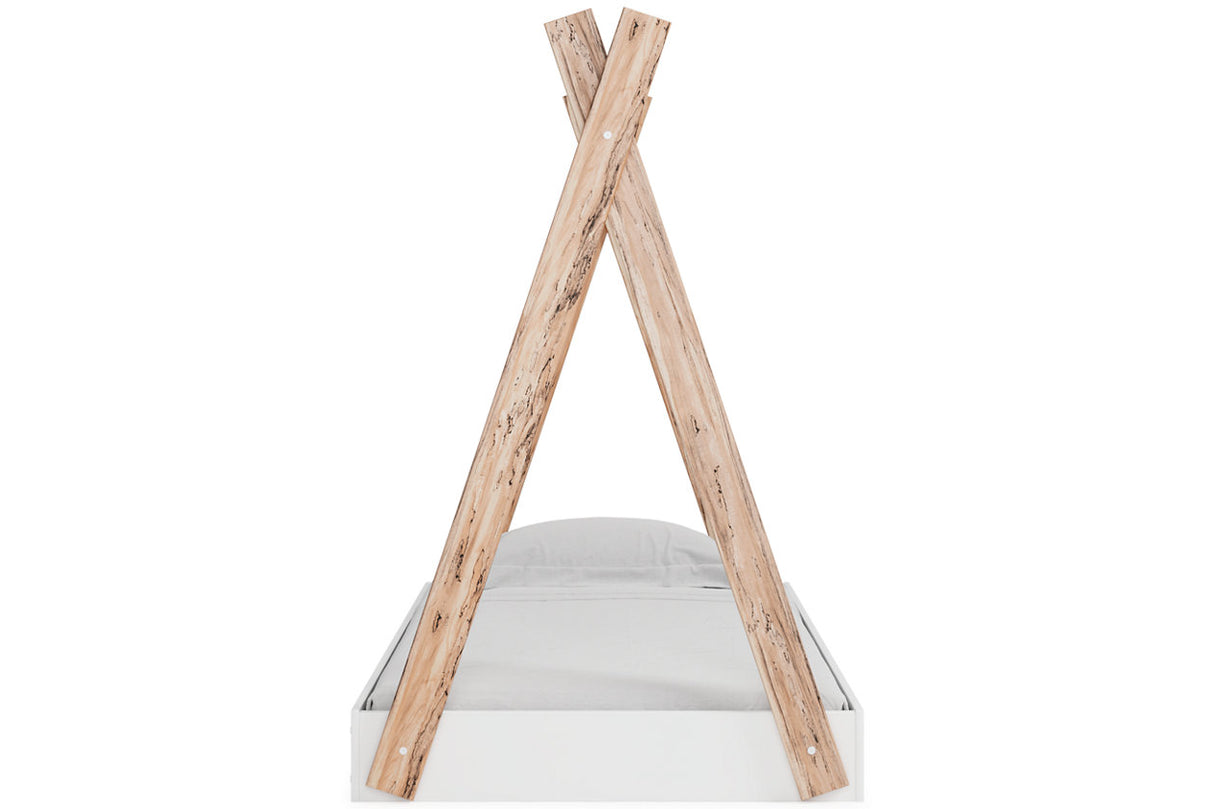 Piperton Two-tone Brown/White Twin Tent Bed from Ashley - Luna Furniture