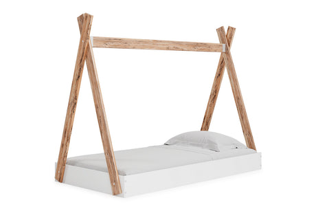 Piperton Two-tone Brown/White Twin Tent Bed from Ashley Furniture - Luna Furniture