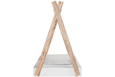 Piperton Two-tone Brown/White Twin Tent Bed from Ashley Furniture - Luna Furniture