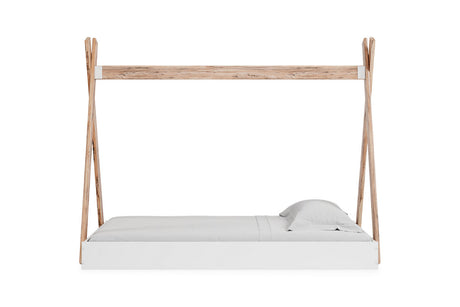 Piperton Two-tone Brown/White Twin Tent Bed from Ashley Furniture - Luna Furniture