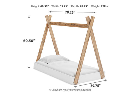 Piperton Two-tone Brown/White Twin Tent Bed from Ashley Furniture - Luna Furniture