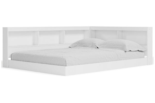 Piperton White Full Bookcase Corner Storage Bed