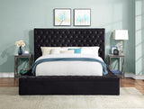 Prague Black Velvet King Upholstered Storage Platform Bed from Homelegance - Luna Furniture