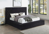 Prague Black Velvet King Upholstered Storage Platform Bed from Homelegance - Luna Furniture