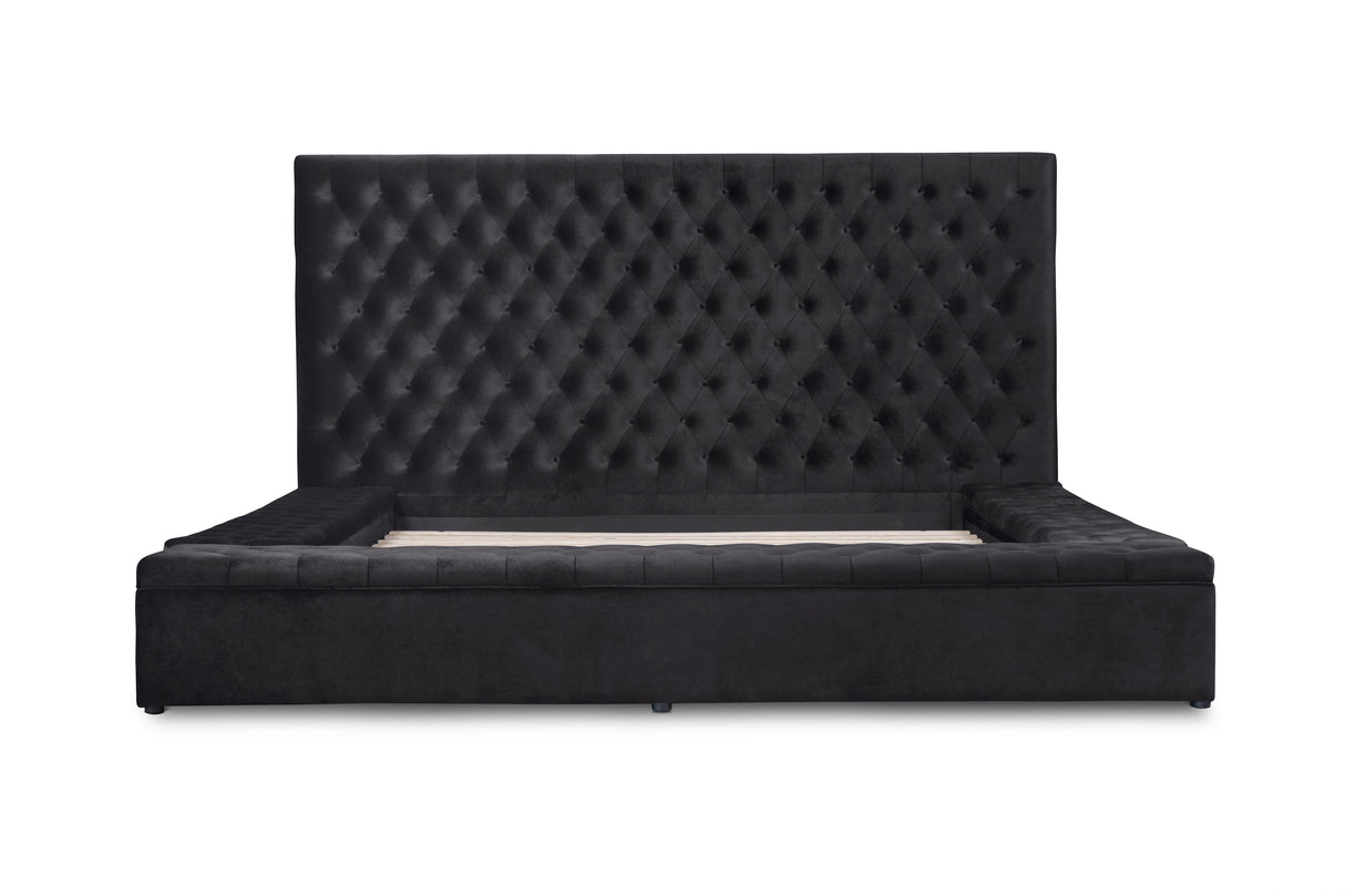 Prague Black Velvet King Upholstered Storage Platform Bed from Homelegance - Luna Furniture