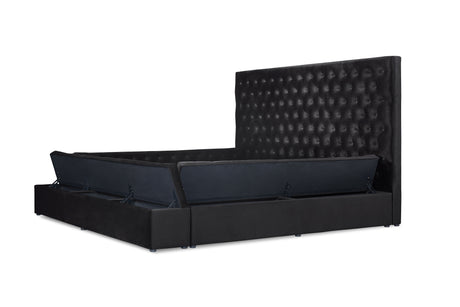 Prague Black Velvet King Upholstered Storage Platform Bed from Homelegance - Luna Furniture