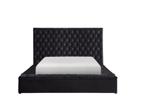 Prague Black Velvet King Upholstered Storage Platform Bed from Homelegance - Luna Furniture