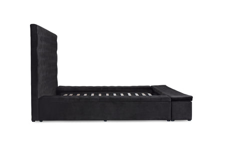 Prague Black Velvet Queen Upholstered Storage Platform Bed from Homelegance - Luna Furniture