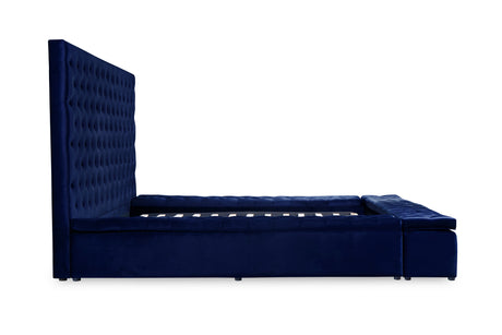 Prague Blue Velvet King Upholstered Storage Platform Bed from Homelegance - Luna Furniture