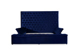 Prague Blue Velvet King Upholstered Storage Platform Bed from Homelegance - Luna Furniture
