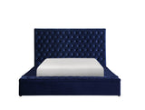 Prague Blue Velvet King Upholstered Storage Platform Bed from Homelegance - Luna Furniture