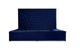 Prague Blue Velvet Queen Upholstered Storage Platform Bed from Homelegance - Luna Furniture