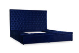 Prague Blue Velvet Queen Upholstered Storage Platform Bed from Homelegance - Luna Furniture