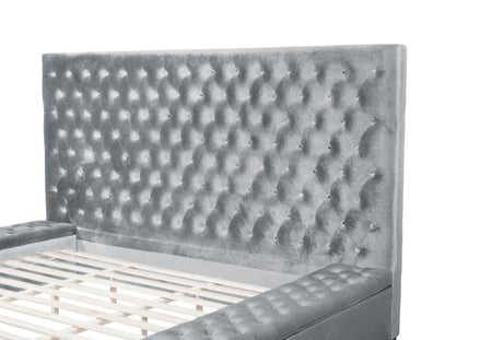Prague Gray Velvet King Upholstered Storage Platform Bed from Homelegance - Luna Furniture