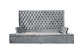 Prague Gray Velvet King Upholstered Storage Platform Bed from Homelegance - Luna Furniture