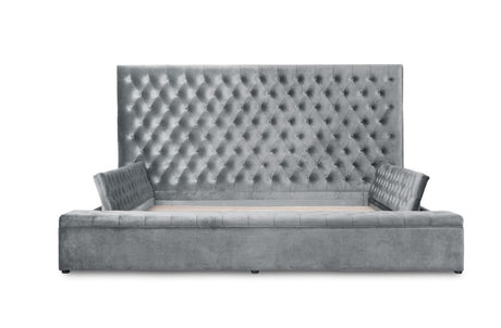 Prague Gray Velvet King Upholstered Storage Platform Bed from Homelegance - Luna Furniture