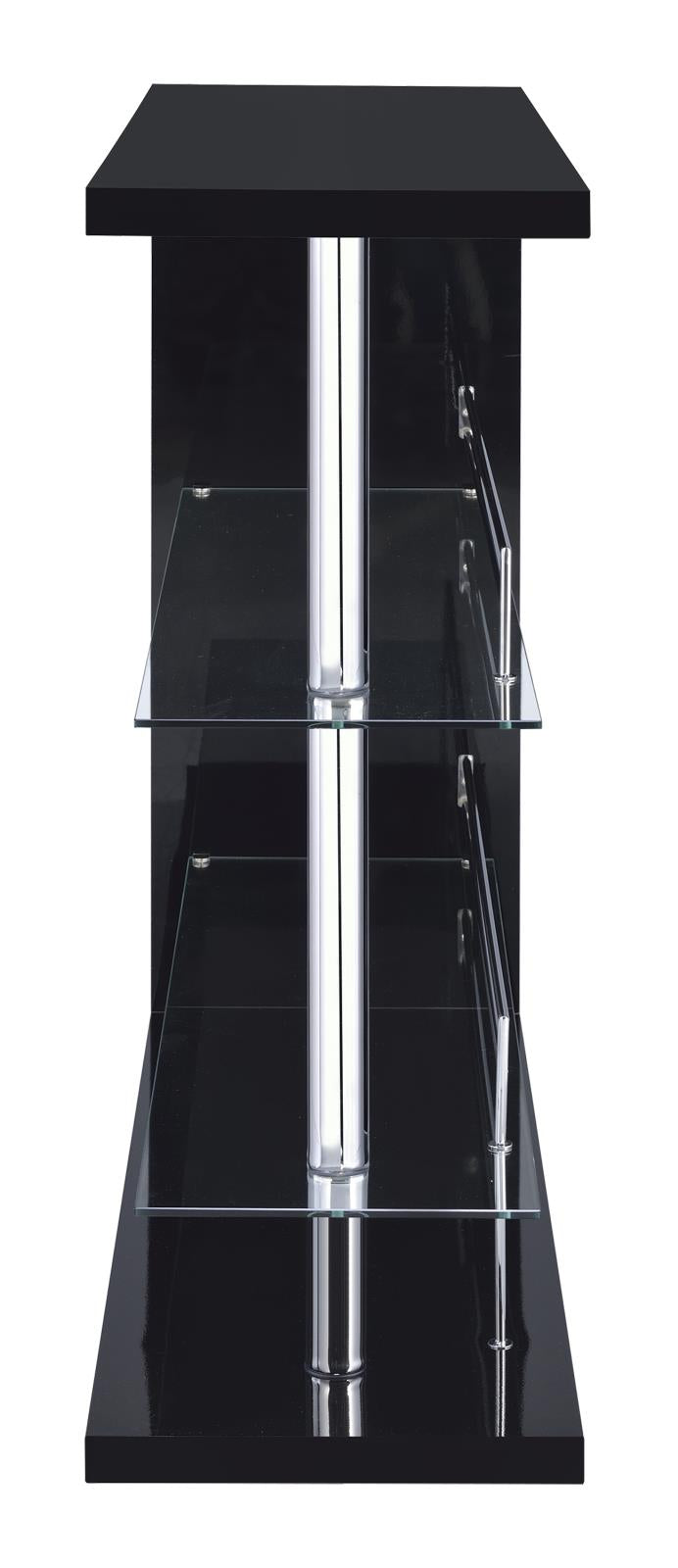 Prescott Glossy Black Rectangular 2-Shelf Bar Unit from Coaster - Luna Furniture