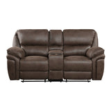 Proctor Brown Microfiber Double Reclining Loveseat with Center Console from Homelegance - Luna Furniture