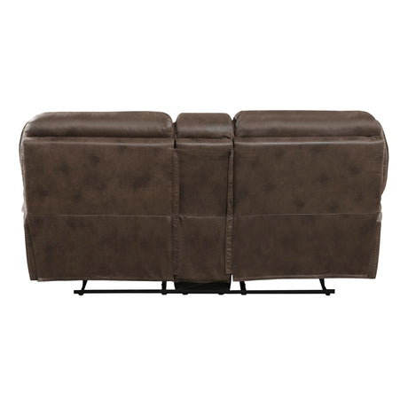 Proctor Brown Microfiber Double Reclining Loveseat with Center Console from Homelegance - Luna Furniture
