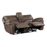 Proctor Brown Microfiber Power Double Reclining Loveseat with Center Console from Homelegance - Luna Furniture