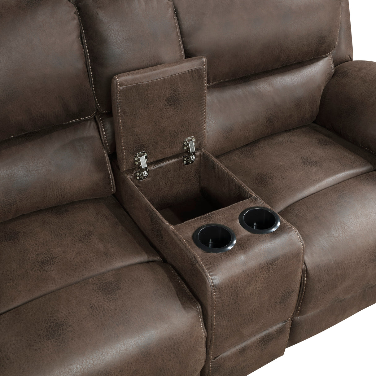 Proctor Brown Microfiber Power Double Reclining Loveseat with Center Console from Homelegance - Luna Furniture