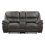 Proctor Gray Microfiber Double Reclining Loveseat with Center Console from Homelegance - Luna Furniture