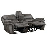 Proctor Gray Microfiber Double Reclining Loveseat with Center Console from Homelegance - Luna Furniture