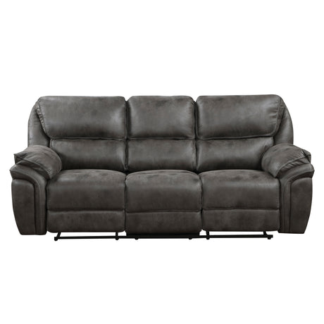 Proctor Gray Microfiber Double Reclining Sofa from Homelegance - Luna Furniture