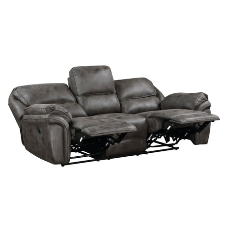 Proctor Gray Microfiber Double Reclining Sofa from Homelegance - Luna Furniture