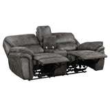Proctor Gray Microfiber Power Double Reclining Loveseat with Center Console from Homelegance - Luna Furniture