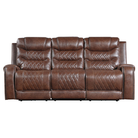 Putnam Brown Power Double Reclining Sofa from Homelegance - Luna Furniture